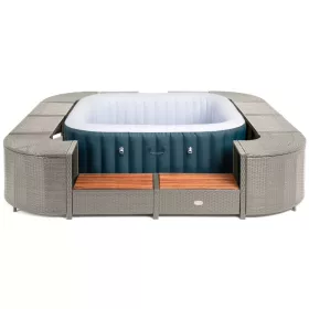   Lay-Z-Spa négyzet alakú rattan pezsgőfürdő bútor, 188 cm, szürke