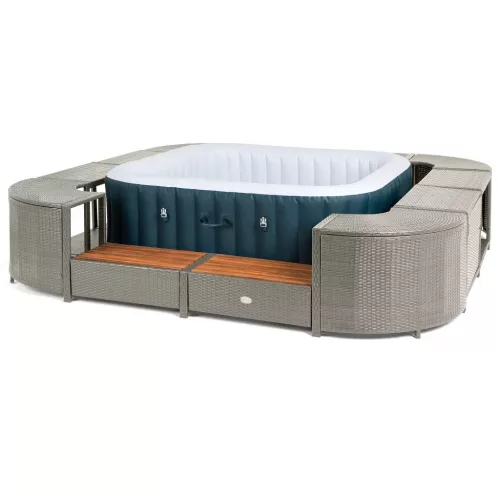 Lay-Z-Spa négyzet alakú rattan pezsgőfürdő bútor, 188 cm, szürke