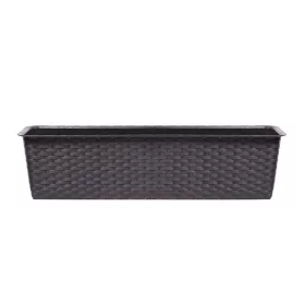   Rattan hatású műanyag peremes balkonláda, umber (ISR400P/440U)