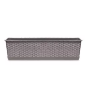   Rattan hatású műanyag peremes balkonláda, mocca (ISR400P/7529U)