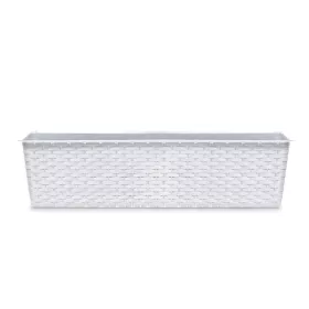   Rattan hatású műanyag peremes balkonláda fehér (ISR400P/S449)
