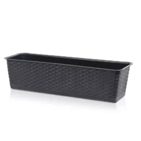   Rattan műanyag peremes balkonláda 80 cm, umber (ISR800P/440U)