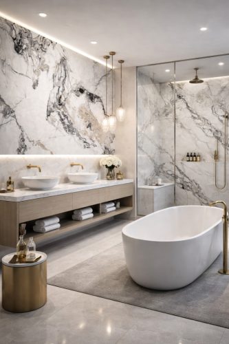 Beltéri SPC falpanel 2800x1200x4 mm - Fehér, márvány mintás