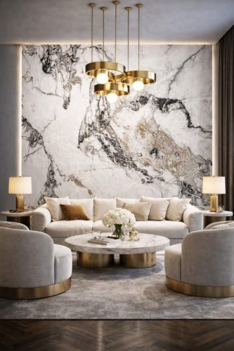 Beltéri SPC falpanel 2800x1200x4 mm - Fehér, márvány mintás