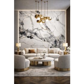   Beltéri SPC falpanel 2800x1200x4 mm - Fehér, különleges márvány mintás 