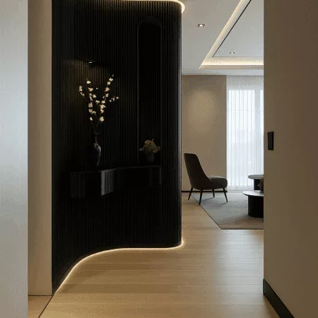 JP Decor vízfodros flex falpanel – Piano black wave 2800x1200x9mm