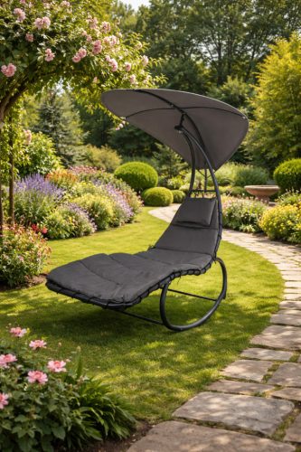 Hintaszék napellenzővel szürke