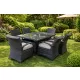Rattan étkező 150x100 asztal+6 szék ( barna+ vaj ) (L150-6)