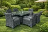 Rattan étkező 150x100 asztal+6 szék ( fekete+szürke ) (L150-6B)