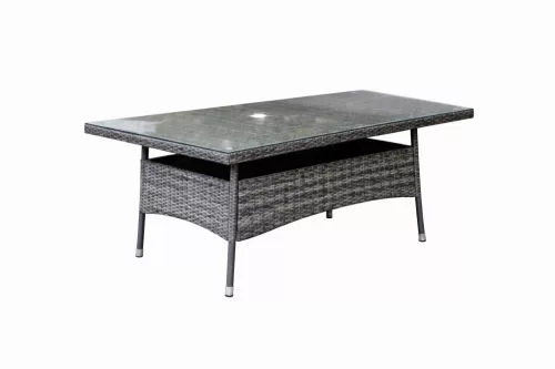 Rattan étkező 150x100 asztal+6 szék ( fekete+szürke ) (L150-6B)