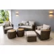 Alumínium/rattan sofa + zsámoly+asztal
