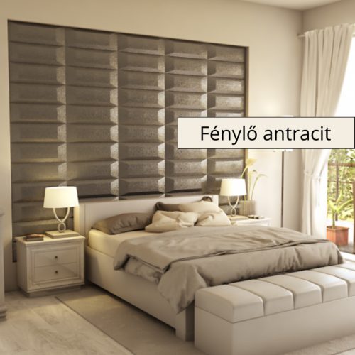 Marbore 3D falpanel 60x20cm - Fénylő antracit