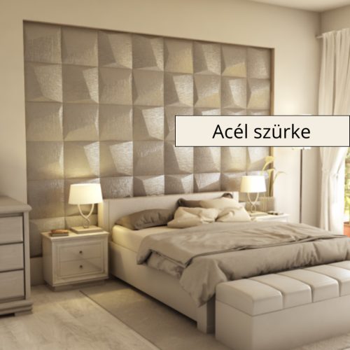 Mezolit 3D falpanel 40x40cm - Acél szürke