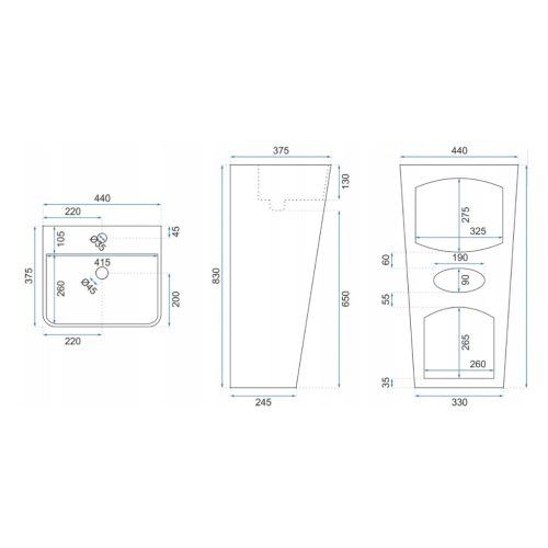 Aris szabadonálló mosdó fehér (POD02)