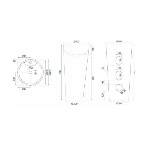 Blanka szabadonálló mosdó fekete (POD03)