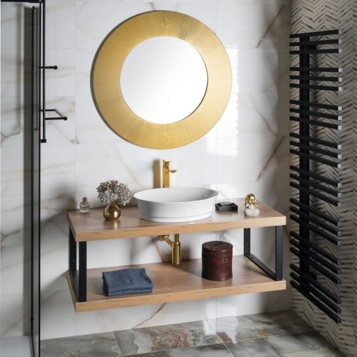 Sapho SUNBEAM keretes tükör, átm:900mm, arany (SB900)