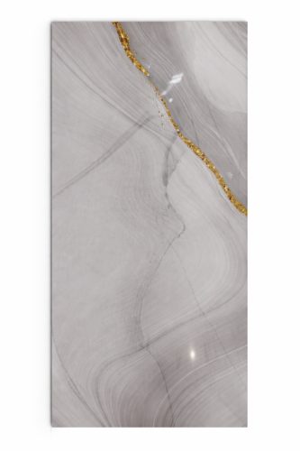 Beltéri SPC Falpanel 2800x1200 mm- Világos szürke márvány mintás, arany erezettel