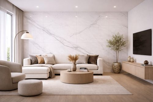 Beltéri SPC falpanel 600x1200x4 mm- Fehér-szürke márvány mintás