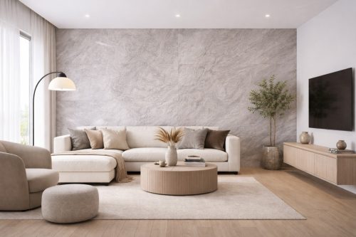 Beltéri SPC falburkolat 600x1200x4 mm - Füstös szürkés-bézs árnyalattal