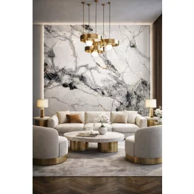   Beltéri SPC falpanel 600x1200x4 mm - Fehér, különleges márvány mintás