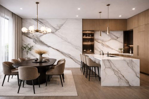 Beltéri SPC falpanel 600x1200x4 mm- Fehér-szürke márvány mintával