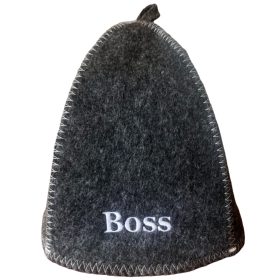 Szaunasapka sötét, hímzett "Boss"