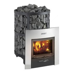   HARVIA LEGEND 240 DUO fatüzelésű szaunakályha falátvezető idommal, luxus ajtókerettel (T0126-004)