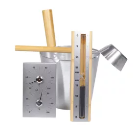 Szauna szett alu&bambusz, Ezüst (T0302-069)
