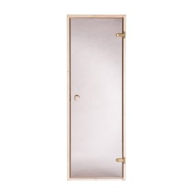 Szauna üvegajtó bronz üveggel, csomós fenyő tokkal