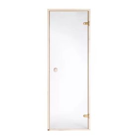   Szauna üvegajtó víztiszta üveggel, csomómentes nyárfa tokkal