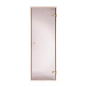 Szauna üvegajtó bronz üveggel, világos nyárfa tokkal