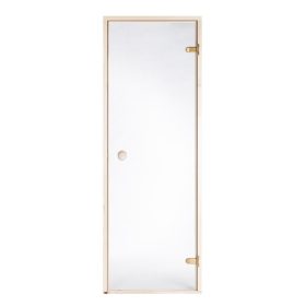   Szauna üvegajtó víztiszta üveggel, világos nyárfa tokkal