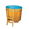 Merülődézsa test Kambala fából kék műanyag betéttel, 112x79cm - Az ár belépő nélkül értendő! (T0601-020)