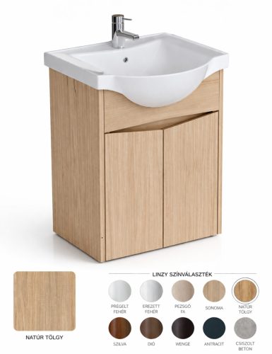 Linzy alsószekrény+mosdó 55 2A natúr tölgy