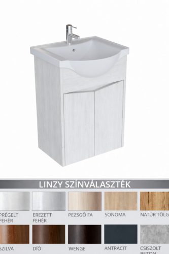 Linzy alsószekrény+mosdó 65 2A prégelt fehér