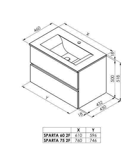 Sparta alsószekrény + mosdó 60 pezsgőfa