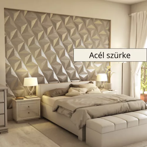 Triacono 3D falpanel 34,8x34,8x34,8cm - Acél szürke