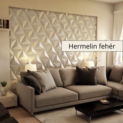Triacono 3D falpanel 34,8x34,8x34,8cm - Hermelin fehér