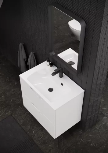 Strip 80x70 fürdőszobai tükör világítással, fekete