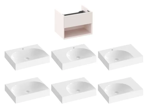 SD Lite 60 fürdőszobai szekrény mosdó alá Alabaster Pink