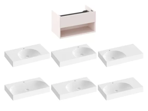 SD Lite 80 fürdőszobai szekrény mosdó alá Alabaster Pink