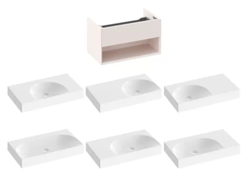 SD Lite 80 fürdőszobai szekrény mosdó alá Alabaster Pink