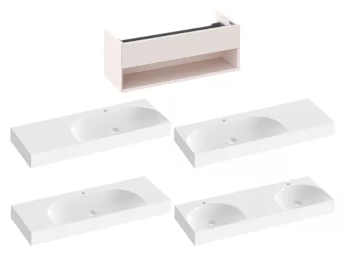 SD Lite 120 fürdőszobai szekrény mosdó alá Alabaster Pink