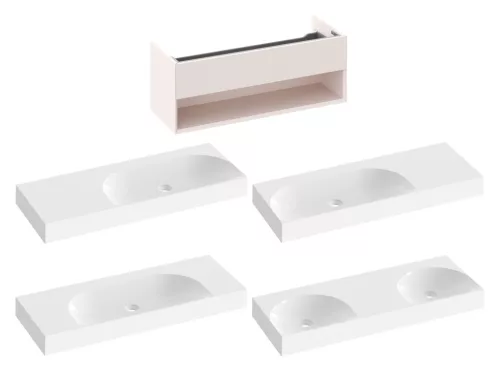 SD Lite 120 fürdőszobai szekrény mosdó alá Alabaster Pink