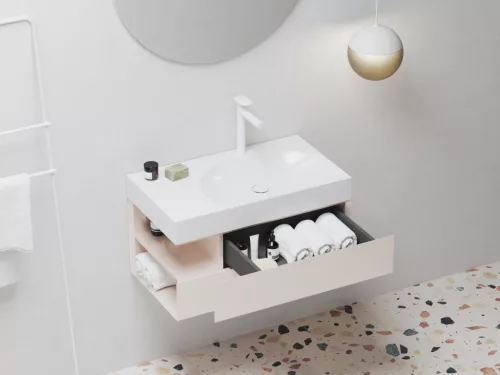 SD Lite 80 B fürdőszobai szekrény mosdó alá Alabaster Pink