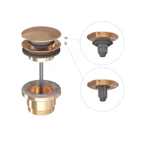Mosdólefolyó Click-Clack / Fix, rose gold fém dugóval