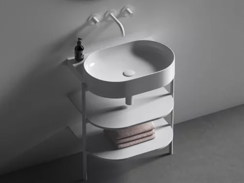 Flat mosdólefolyó kerámia fedéllel, fehér