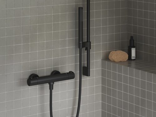 Puri termoszátos fali zuhanycsaptelep 150 mm PU 033.20BL, fekete