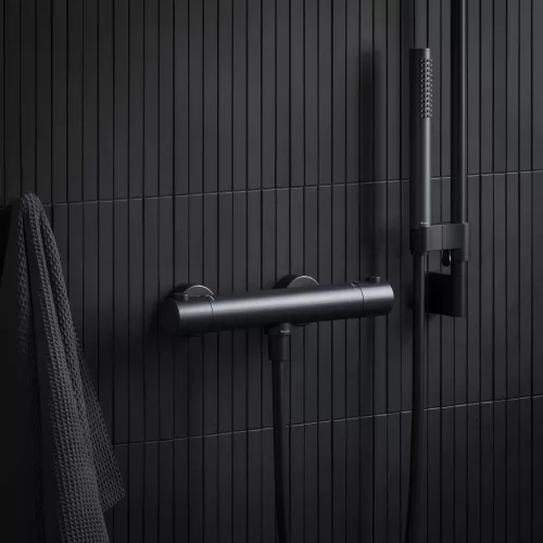Puri termoszátos fali zuhanycsaptelep 150 mm PU 033.20BLM, matt fekete