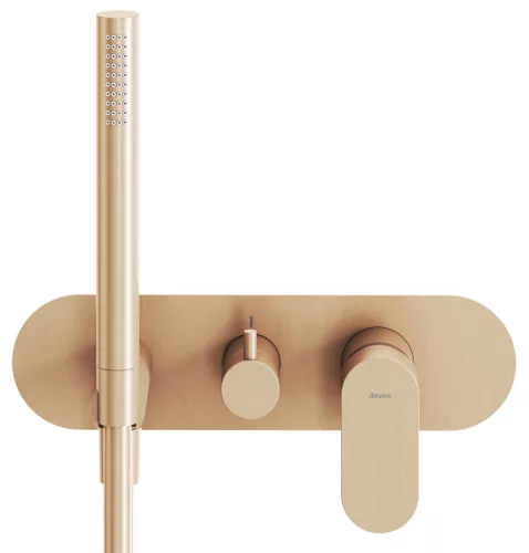 Eleganta falba süllyesztett csaptelep szettel, kétutas, belső egység nélkül EL 065.60RGB.O2.RB07D.+S, rose gold